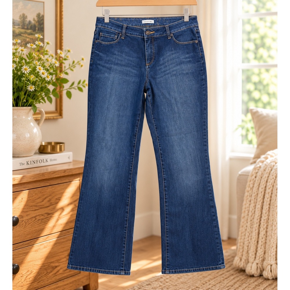 Coldwater Creek Womens Blue Dark Wash Bootcut Jeans Size 16 Stretch Denim